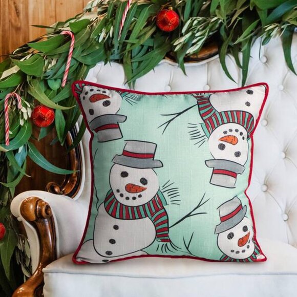 Home Accents Pillows Other - Home Accents Holiday Sugarplum Knoll Snowmen 18 in. Welted Decorative Pillow